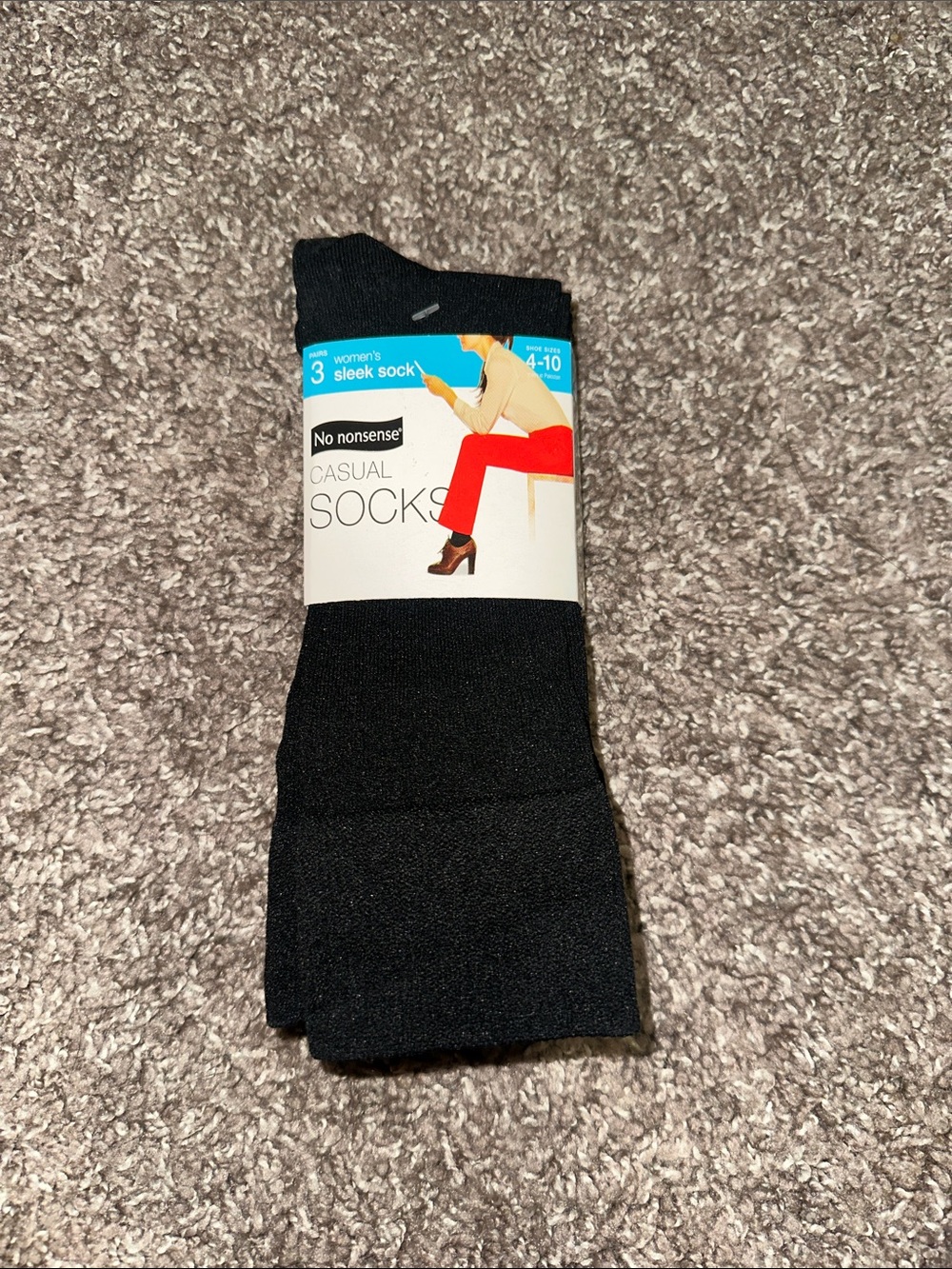 No Nonsense Women's Black Casual Socks - Sleek 3-Pack